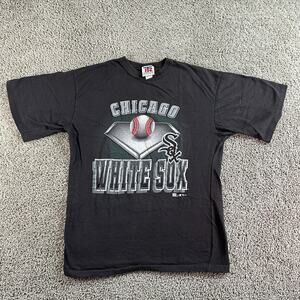 VINTAGE Chicago White Sox Shirt Boys Extra Large Black White 1994 Team Rated *